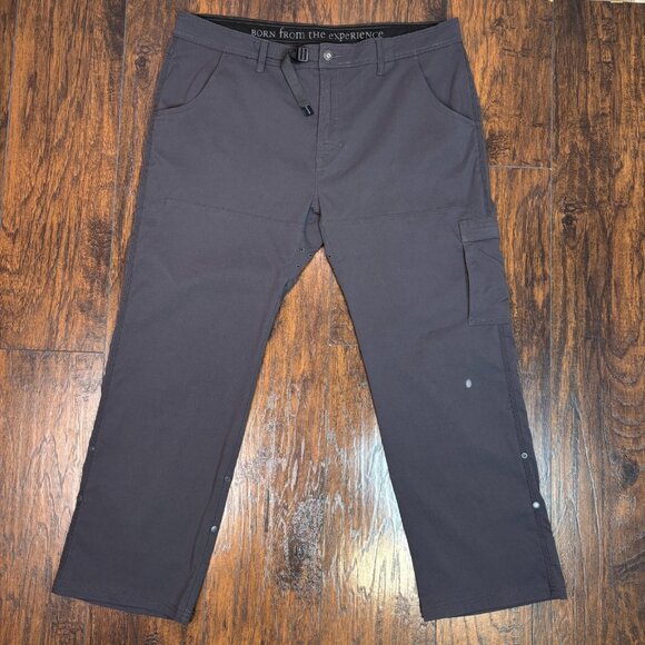 PrAna Zion Hiking Pants 40x29 Dark Gray Stretch Nylon Convertible Cargo Outdoor - Picture 1 of 11